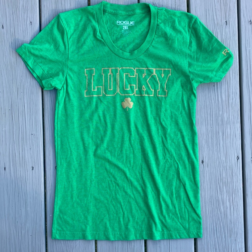 Rogue women’s 2XL “Lucky” green women’s tee (runs small- see measurements)
